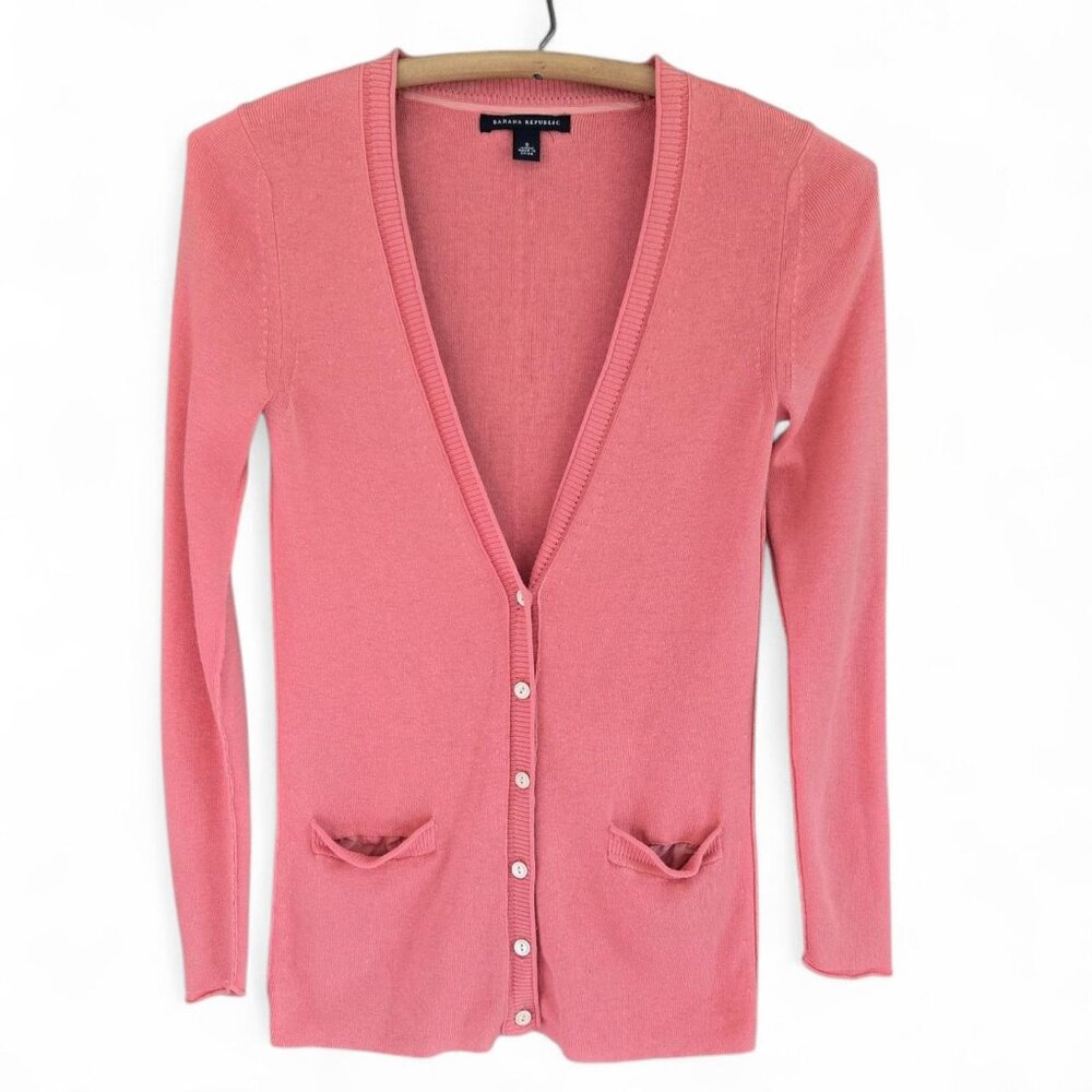 Banana Republic Womens Coral Button Front Cardigan Small Lightweight Sweater